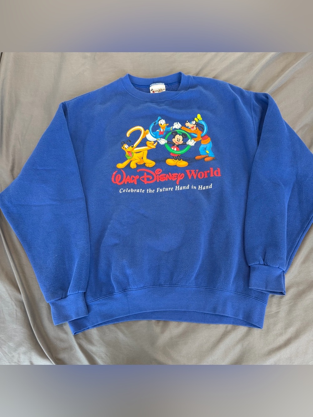 Vintage Walt Disney‎ World M Sweatshirt Made In USA Blue